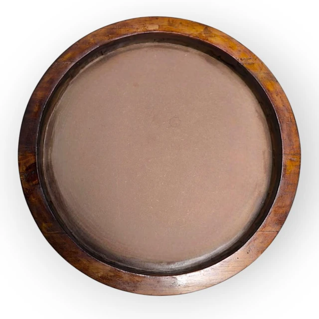 Teak Finish Round Pinewood Frame - Lotus pond - 18 Inches