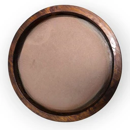 Teak Finish Round Pinewood Frame - Lotus pond - 18 Inches