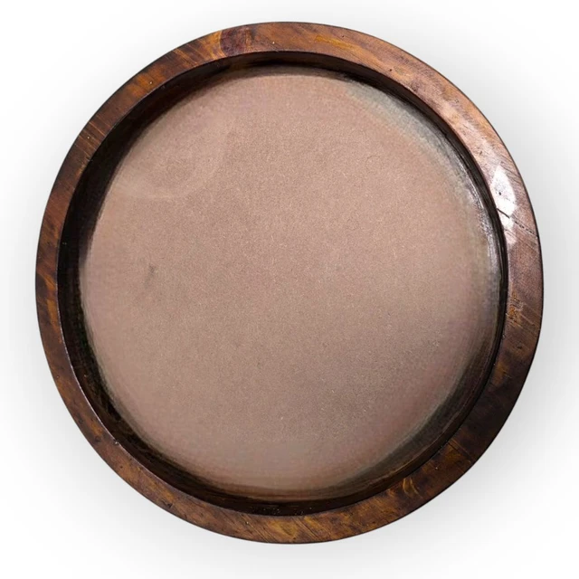 Teak Finish Round Pinewood Frame - Lotus pond - 18 Inches