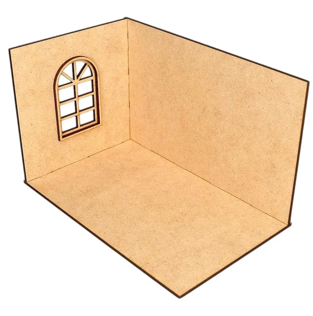 DIY RoomBox / Dollhouse Open - With Window - 10* 8* 8 Inches, With Acrylic Cover - Closed