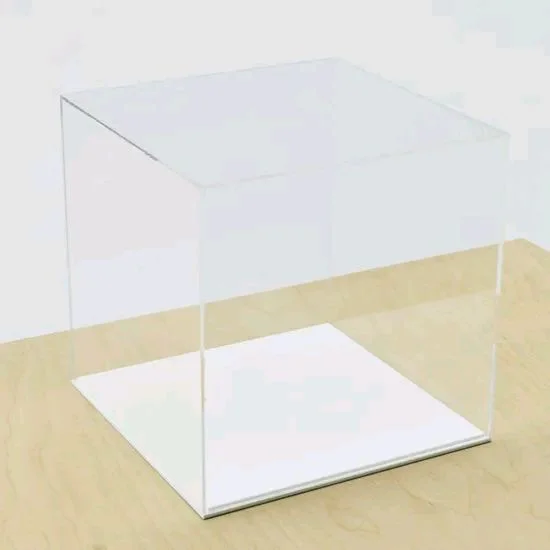 Acrylic Display Box With White Base - 10" * 10" * 10", Acrylic