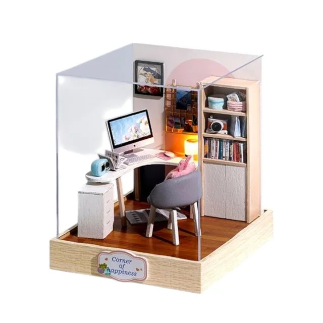 DIY RoomBox / Dollhouse Closed - With Acrylic Cover ( Room Box ) - 6 * 6 * 8 Inches
