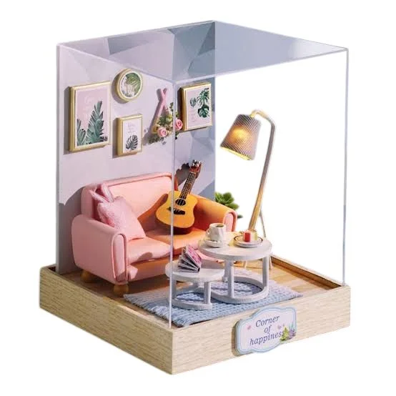 DIY RoomBox / Dollhouse Closed - With Acrylic Cover ( Room Box ) - 6 * 6 * 8 Inches