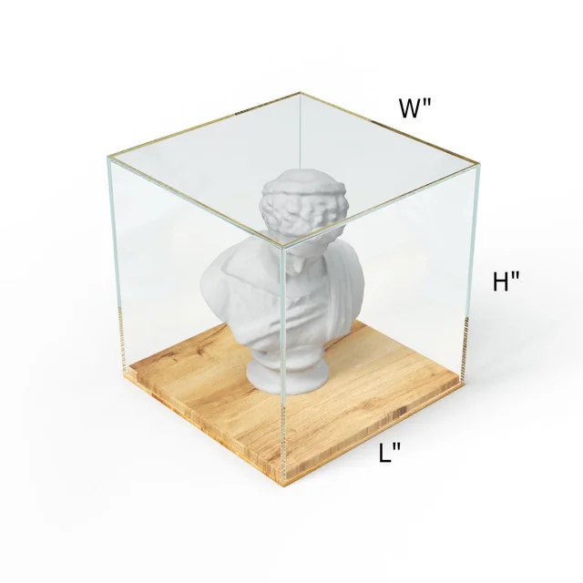 Acrylic Display Box With Pine Wood Base - 8" * 8" * 8"