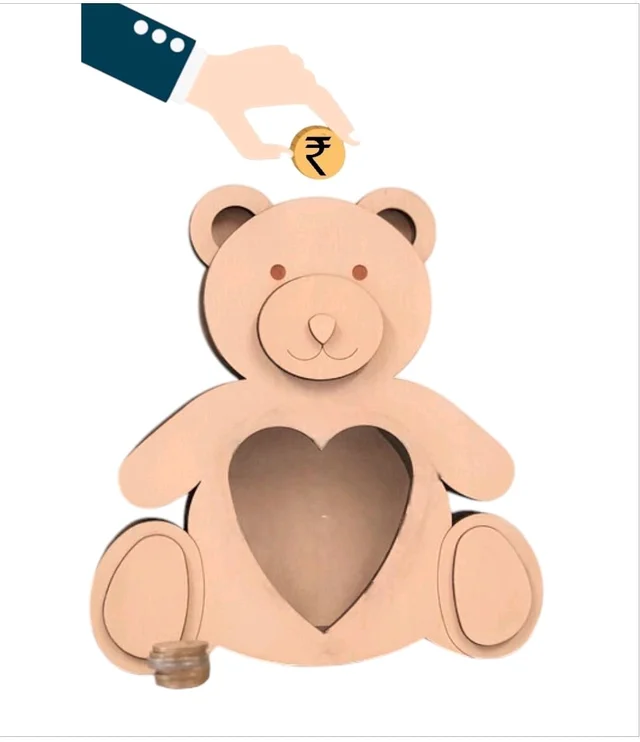 Self Standing Piggy Bank - Teddy Bear - 8 Inches, Assembled