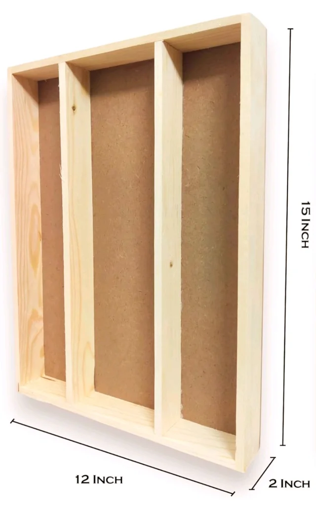 Pinewood Wooden Varmala Preservation Frame / Partition Kaleera Frame with Space For Photo - Potrait - 15 * 12 * 2 Inches