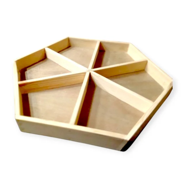 Hexagon Pinewood Chocolate / Flower / Fry Fruits Fillable Box For Hamper Making Charcuterie Board Wooden - 10 Inches