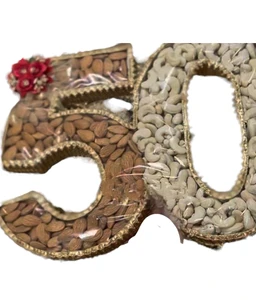 Monogram Number 50 Box Chocolate / Flower / Dryfruits Fillable Box For Hamper Making For Golden Jubilee - 8 * 9.5 Inches