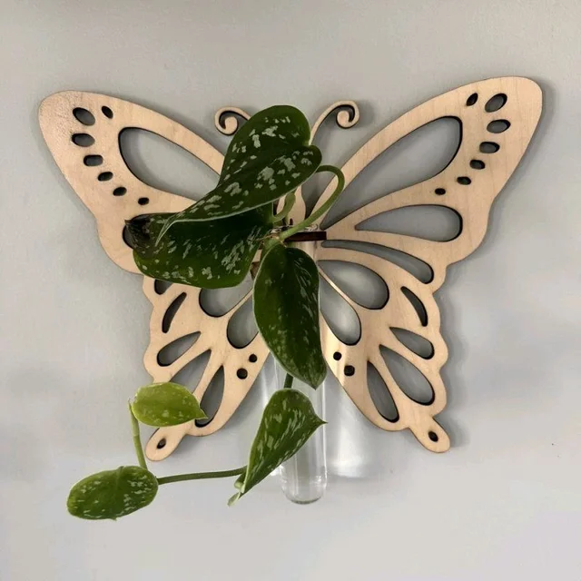 Butterfly Shaped Wall Planter Wooden Wall-Mounted Plant Rack For Propagation