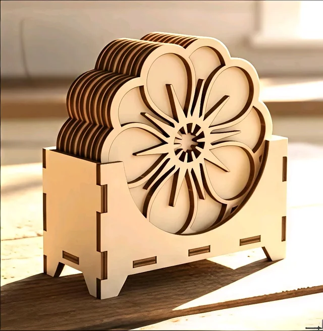 Double Layer Coaster With DIY box Stand - 1 Set