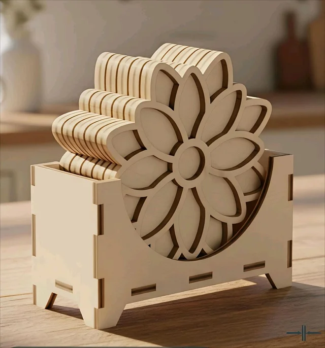 Double Layer Coaster With DIY box Stand - 1 Set
