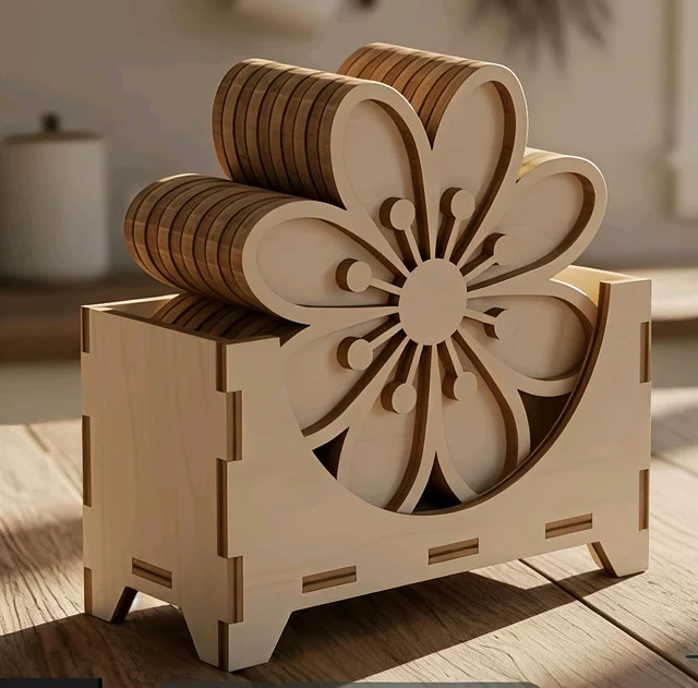 Double Layer Coaster With DIY box Stand - 1 Set