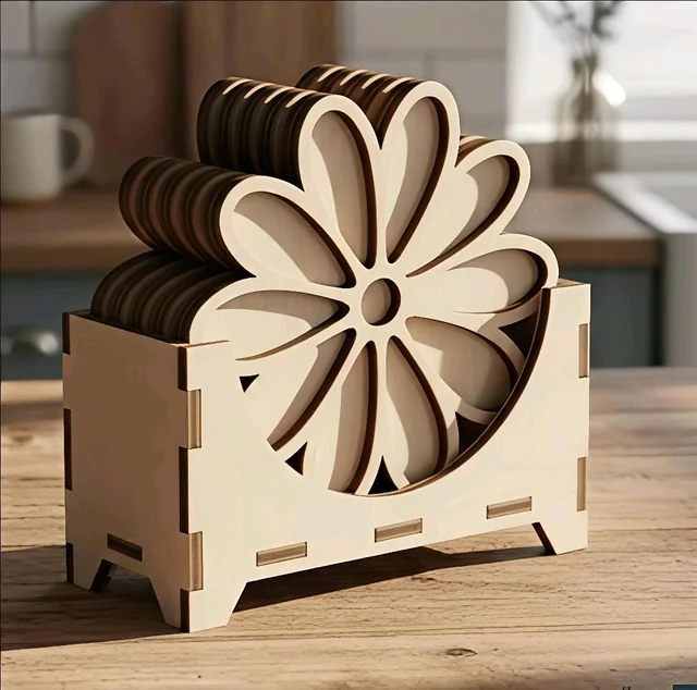 Double Layer Coaster With DIY box Stand - 1 Set
