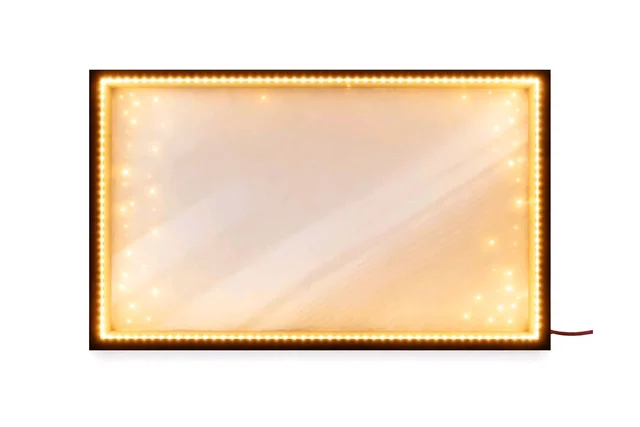 4 Side LED Lights Teak wood Varmala Preservation Frame - Base MDF - 8 * 8 inches