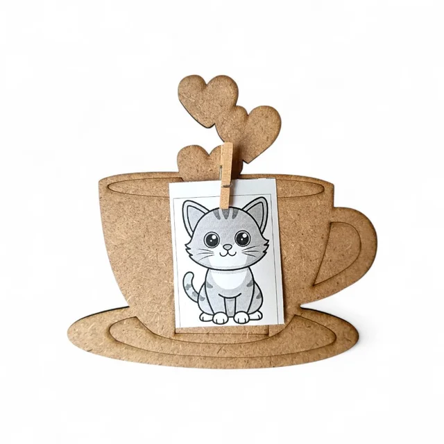 Tea Cup Heart - Photo Fridge Magnet - 5 pcs