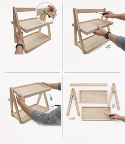 Multipurpose Display shelf with 2 pine trays