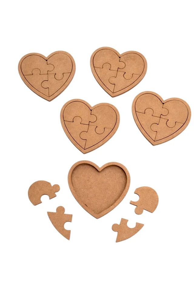 Puzzle Heart Coasters - Set of 4