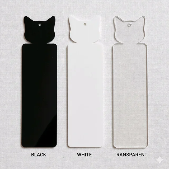 Acrylic Book Marker - Cat - I - Black, Set of 50