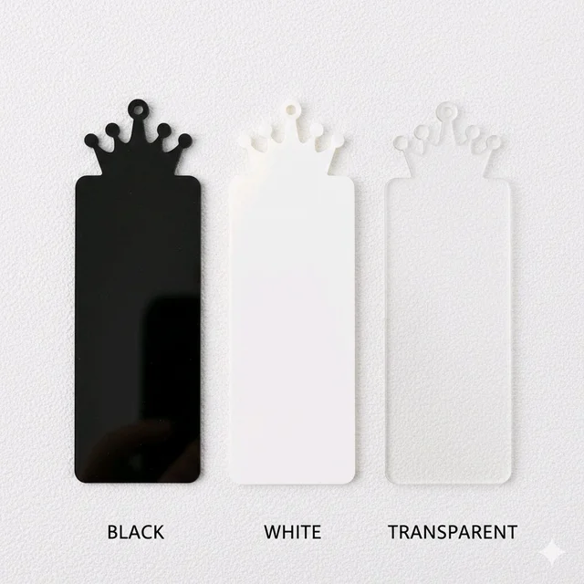 Acrylic Book Marker - Crown - J - White, Set of 50