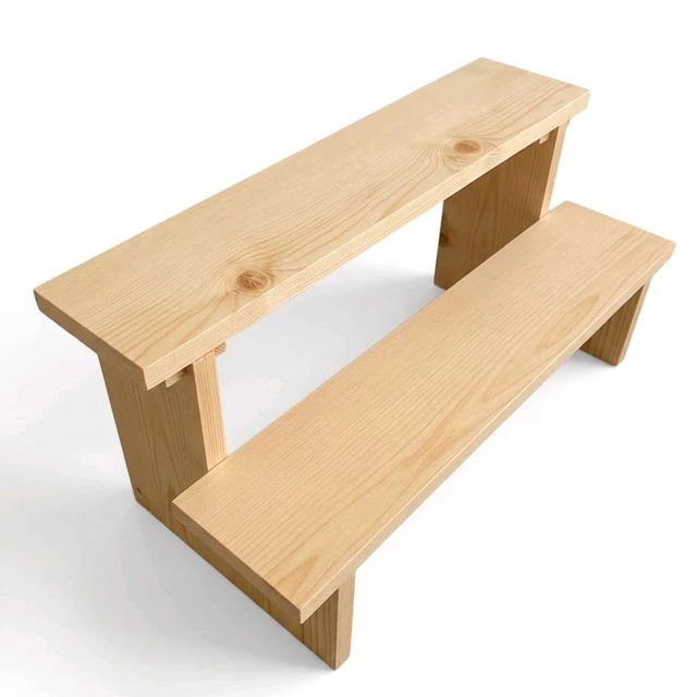 2-Tier Wooden Display Stand - 2 Step Dismantling - Stall & Retail Store - Small