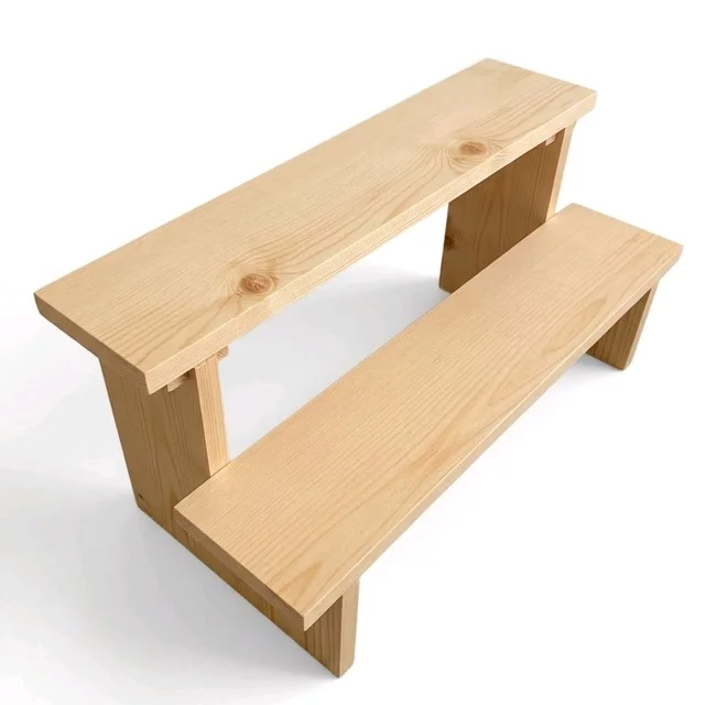 2-Tier Wooden Display Stand - 2 Step Dismantling - Stall & Retail Store - Large
