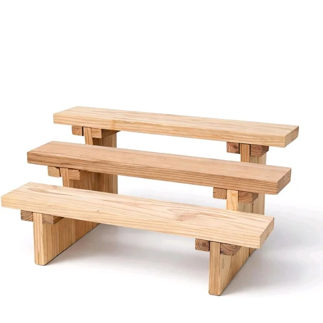 3-Tier Wooden Display Stand - 3 Step Dismantling - Stall & Retail Store - Large