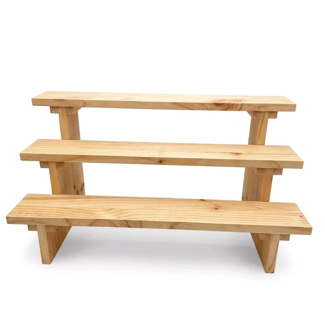 3-Tier Wooden Display Stand - 3 Step Dismantling - Stall & Retail Store - Large