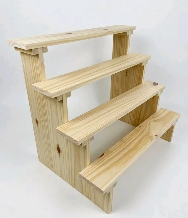 4-Tier Wooden Display Stand - 4 Step Dismantling - Stall & Retail Store - Small