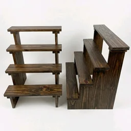 4-Tier Wooden Display Stand - 2 Step Dismantling - Stall & Retail Store - Dark Walnut Shade - Medium