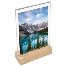 Acrylic Stand With Pinewood Base-set Of 5 - 4 * 6 inches, 5 pieces