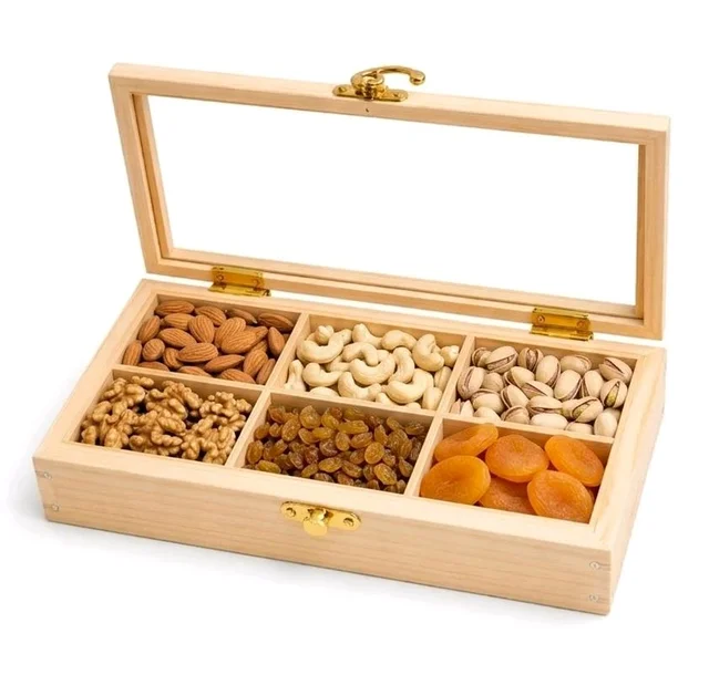 Pinewood Shadow Box / Dryfruits Partition Box / Gift Box