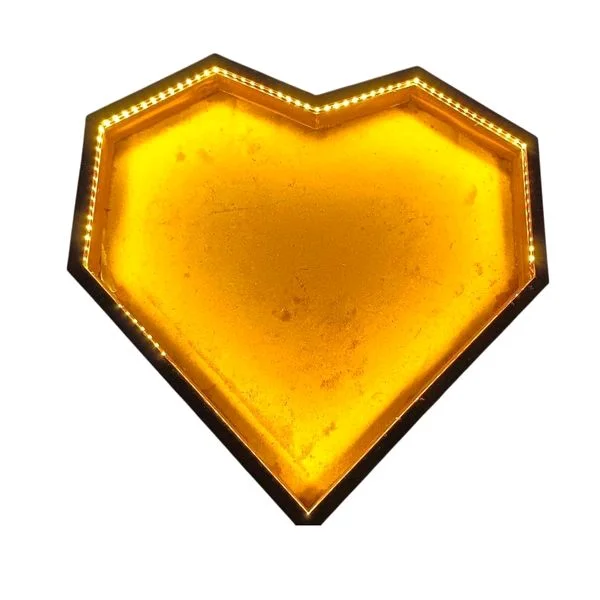 LED Teakwood Heart Frame - MDF Base Varmala Preservation - 8 * 7 * 1.25 inches