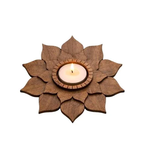 Brown birch wood Tea light holder / Cande light holder - Set fo 2