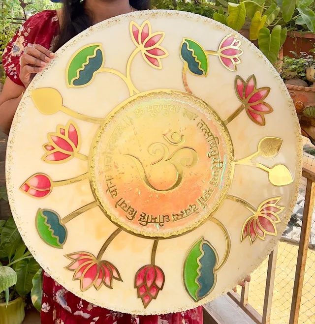 Pichwai Lotus Pond With Life Of Tree - 12 Inches