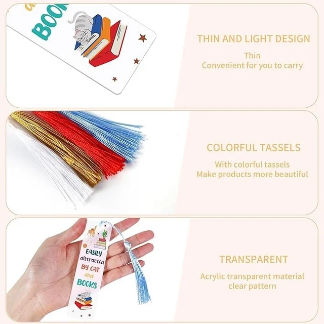 UV Printed Designer Acrylic Bookmark – Custom Artwork Bookmark - SET of 24 pcs
