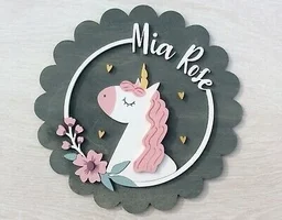 Unicorn themed Kids name board - 15 Inch