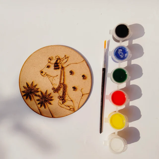 Pichwai Cow 2 - DIY Kit with tempera colours - 8", 4mm