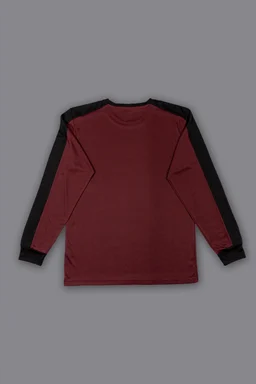 Drizone-Pack of 16 Pcs-@170/Pc- Round Neck Full Sleeve Designer T-Shirt With Panel - Wine, Airforce, Light Grey, Sky Blue, M,L,XL,XXL
