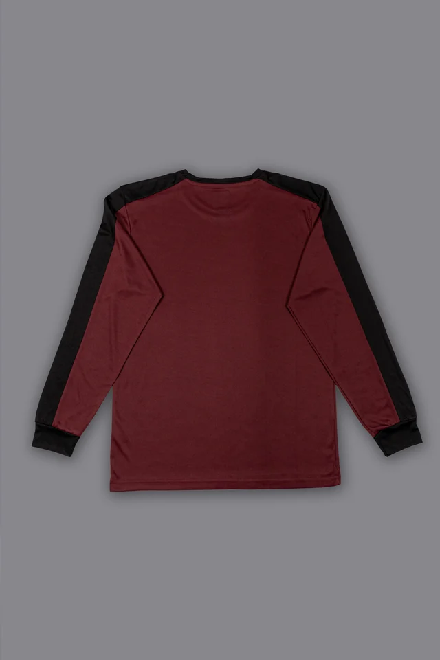 Drizone-Pack of 16 Pcs-@170/Pc- Round Neck Full Sleeve Designer T-Shirt With Panel - Wine, Airforce, Light Grey, Sky Blue, M,L,XL,XXL