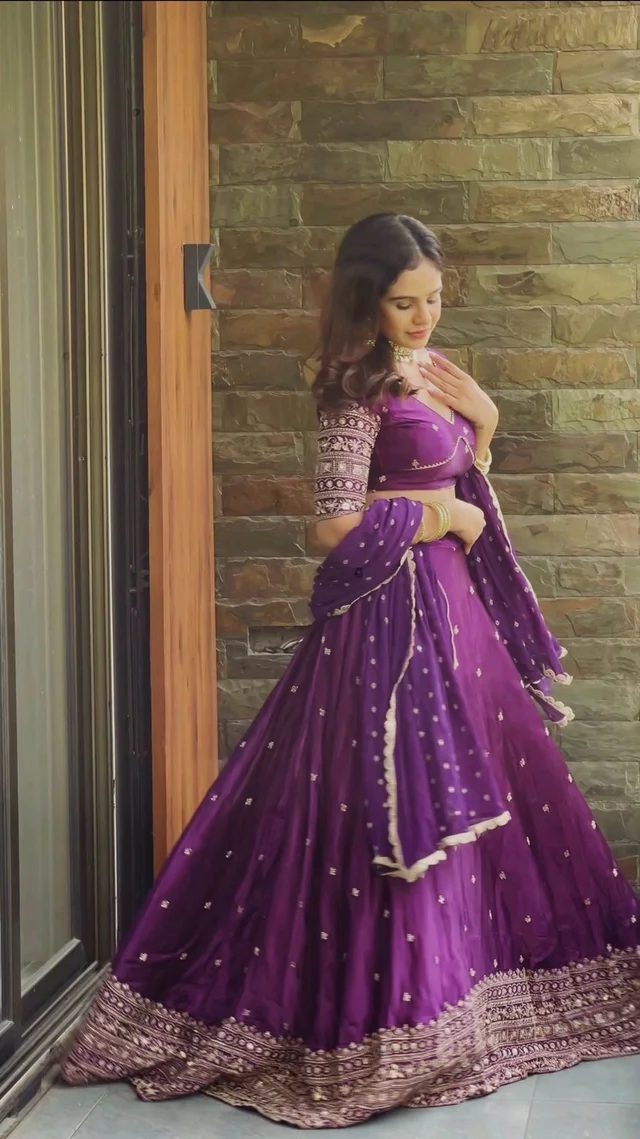 Beautiful Satin Sequence Work Lehanga