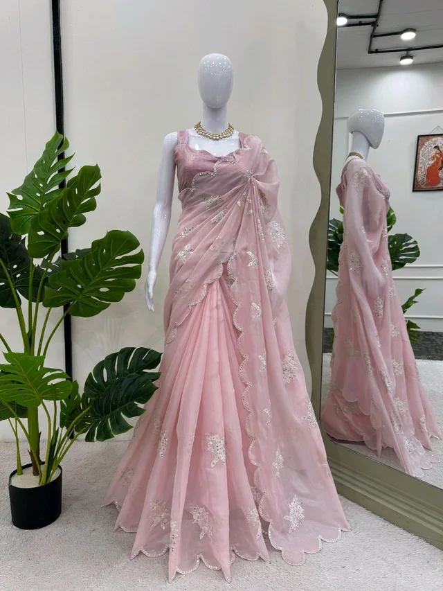 Pink Designer Partywear Saree