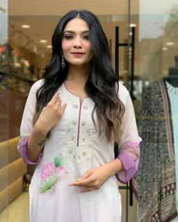 White Floral Kurti Set - White, XXL (44)