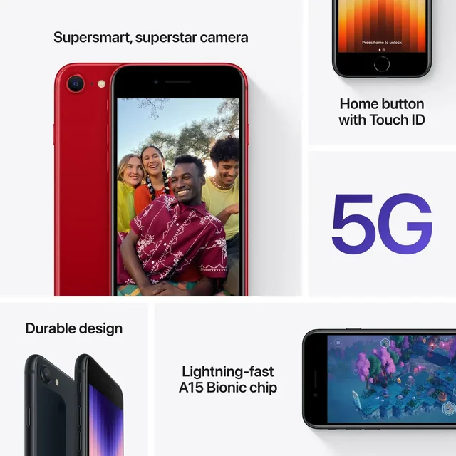 iPhone SE 3rd Generation 5G Renewed 3 Month Seller warranty - 64GB, Black