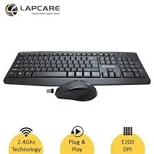 LAPCARE Wireless Keyboard and Mouse Combo with Auto Sleep || Wireless Membraned Keyboard and 1200 DPI Mouse Combo (Black) 2yr Warranty - Black