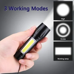 Flashlight + Desk Lamp With Gift Box Focus Zoom Torch Light With 3 Modes Adjustable For Emergency And Activities Edc 911 (Aluminum)