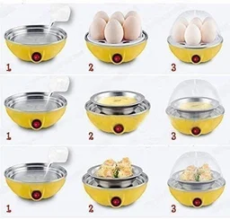 Egg Boiler Electric Automatic Off 7 Egg Poacher for Steaming, Cooking, Boiling and Frying (400 Watts) Multicolour