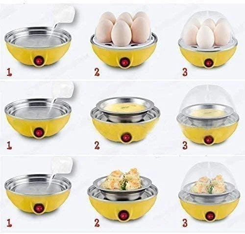 Egg Boiler Electric Automatic Off 7 Egg Poacher for Steaming, Cooking, Boiling and Frying (400 Watts) Multicolour