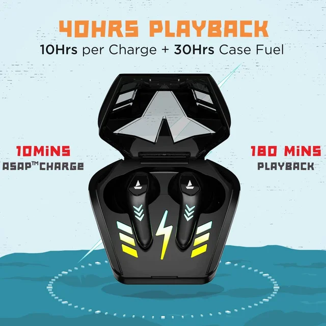 boAt Airdopes 190 True Wireless in Ear Earbuds with Beast Mode(50ms) for Gaming, 40H Playtime, Breathing LEDs, Signature Sound, Quad Mics Enx Tech, ASAP Charge & BT v5.3 - White