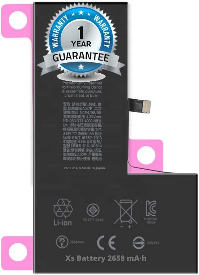 Battery for iPhone Xs (2658 mAh) - 1 Year Warranty
