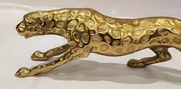 Aluminum Solid Metal Gold Panther Antique Showpiece Home Decor & Gifting Bright Brass Finish Handcrafted Decoration for Shelf Console Cabinet TV Unit Showcase in Drawing Bedroom Living Room - Silver